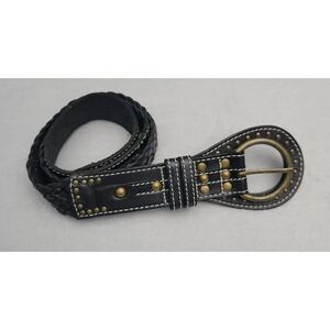 Tracy Porter Womens All Leather Braided Belt Black L Woven